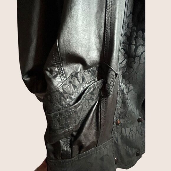🖤 VTG 1980s WINLOCK GENUINE LEATHER JACKET COAT LEOPARD ANIMAL CONTRAST MEDIUM - Picture 9 of 14